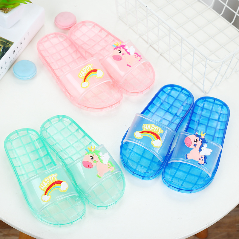 Interior Home Transparent Crystal Slippers Deodorant Summer Fashion All-Matching Cartoon Cute Adult and Children Parent-Child Shoes Tide