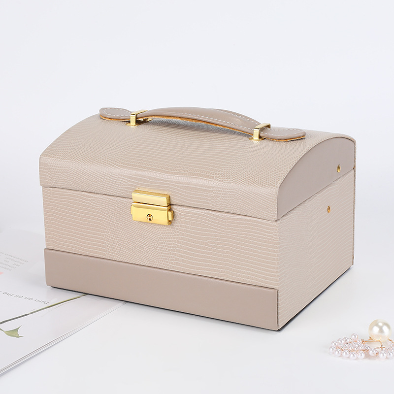 Fashion Simple Jewelry Box Pu Lock Casket Jewel Box Dresser Stud Earrings/Bracelets Necklace Finishing Storage Box Wholesale