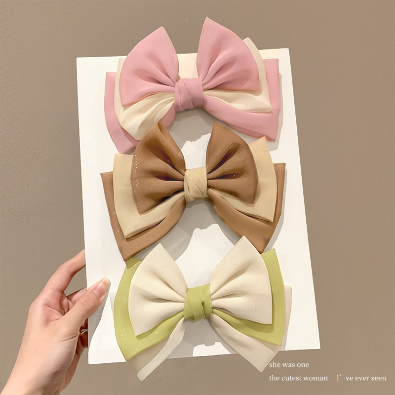 超仙多层蝴蝶结发夹气质百搭弹簧夹新款后脑勺高级感气质头饰批发
