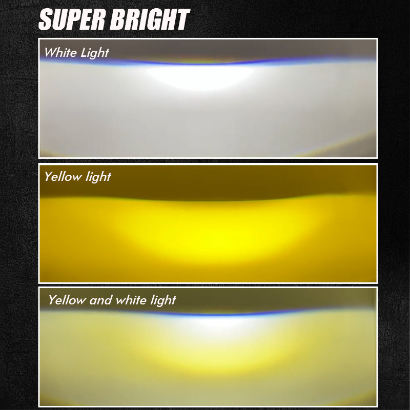 3-Inch Car Led Three-Color Fog Lamp Dual Light Lens White/Yellow Light Suitable for Toyota Honda Ford Universal