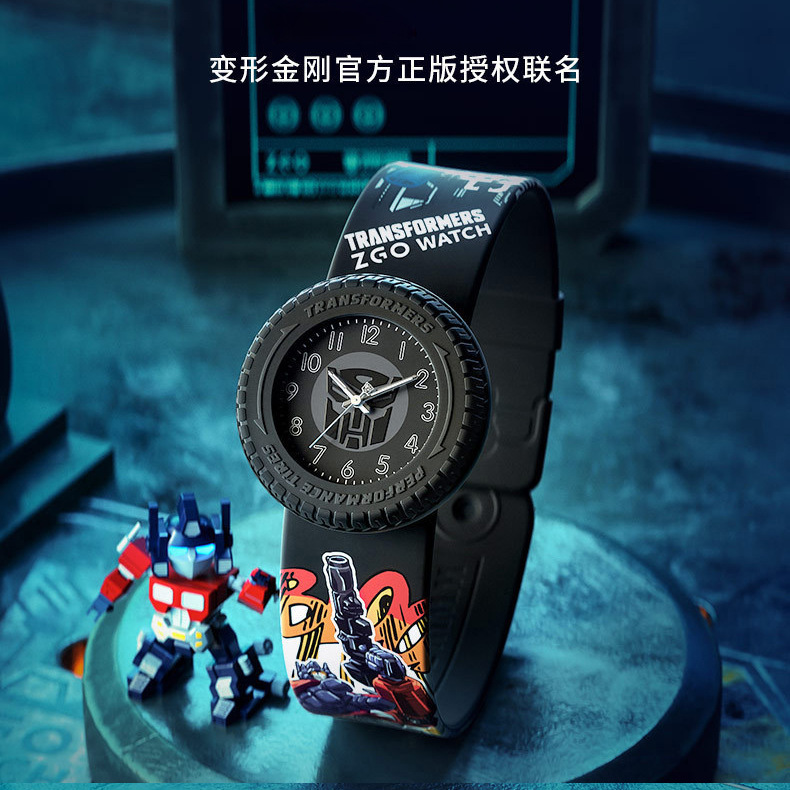 多功能变形金刚儿童手表男卡通硅胶石英表学生幼儿园防水啪啪表女