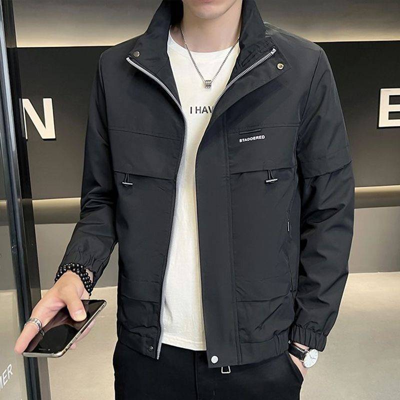 春季外套男韩版潮流休闲男士夹克春秋款立领工装男生百搭帅气外衣