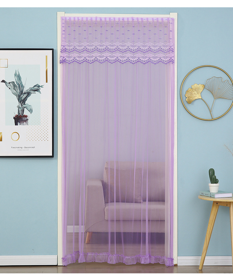 夏季新品魔术贴单纱帘免打孔素色单层简约门帘防蚊虫现货透气通风