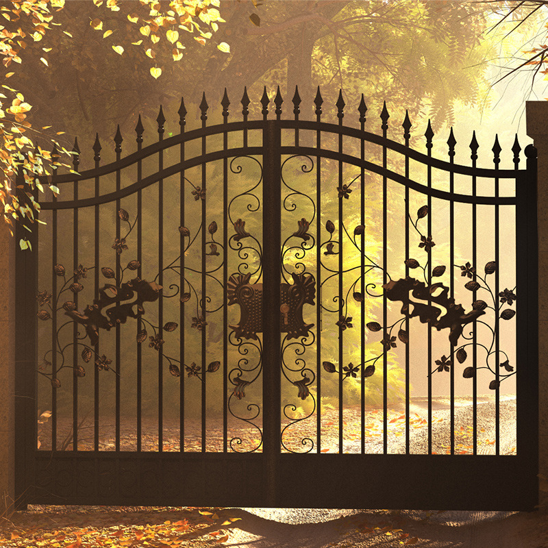 欧式铁艺庭院大门院子门别墅对开门进户防盗门单双开花园铁门