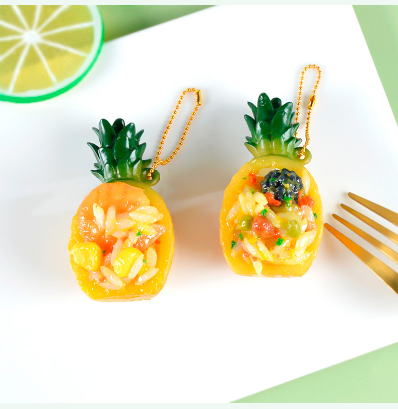 pvc仿真菠萝炒饭食玩模型迷你微缩蛋炒饭食物食品过家家diy玩具