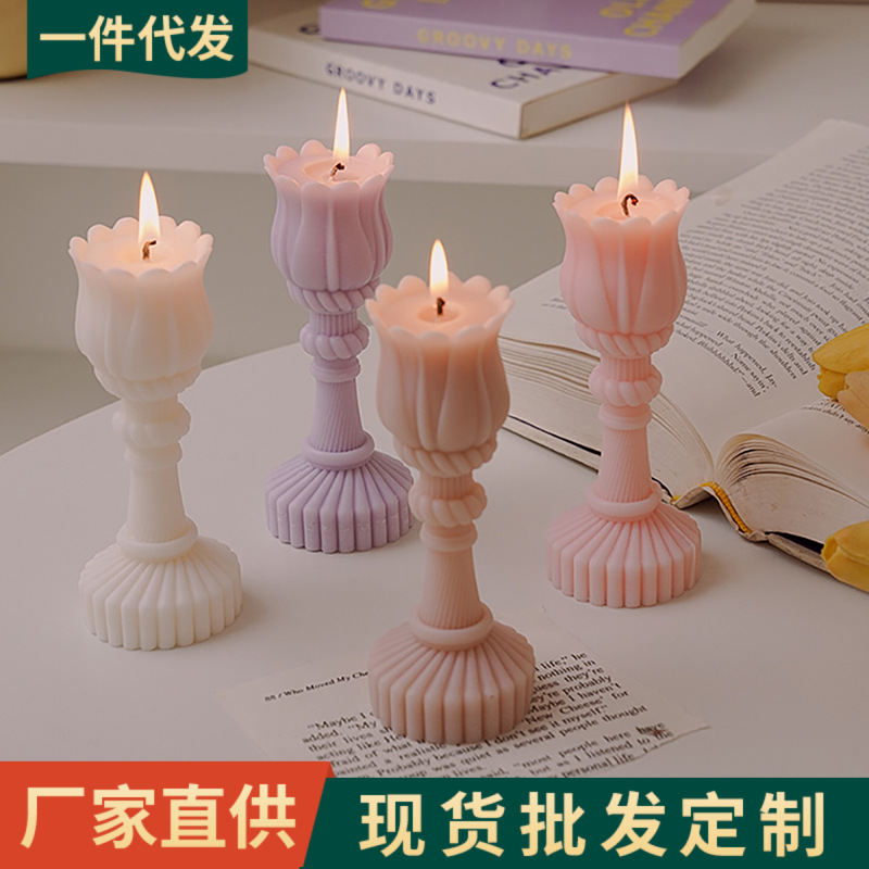 Tulip Candlestick Aromatherapy Candle Hand Gift Wholesale DIY Fragrance Decoration Soy Wax Handmade Aroma Shape Wax