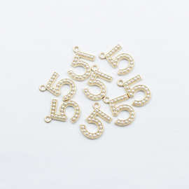 挂件发饰饰品diy配件韩版镶嵌珍珠5字饰品配件 手链项链耳环批发