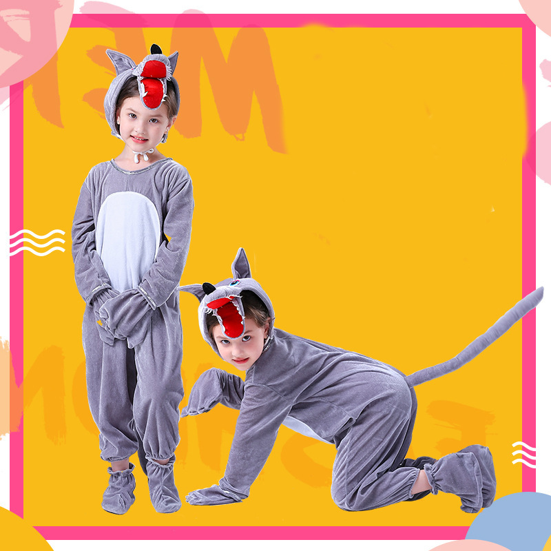 新款六一儿童动物表演演出服大灰狼狼外婆小红帽灰太狼童话剧服装