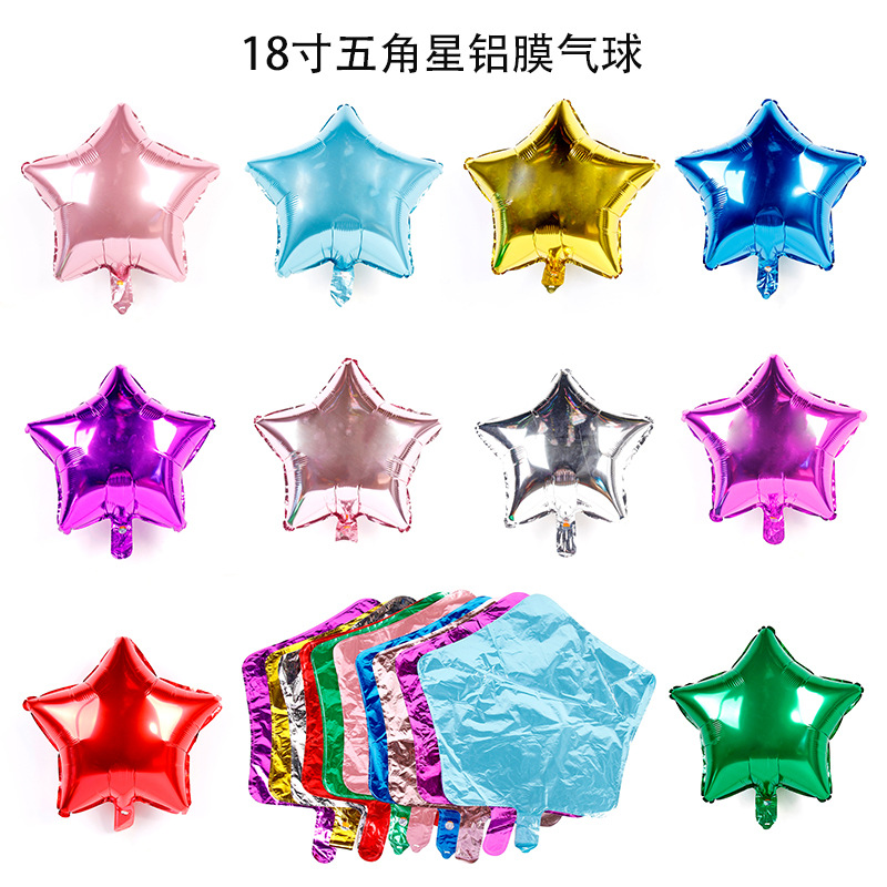 18-Inch Five-Pointed Star Love Aluminum Balloon Holiday Birthday Arrangement Wedding Proposal Decoration Star Heart Balloon