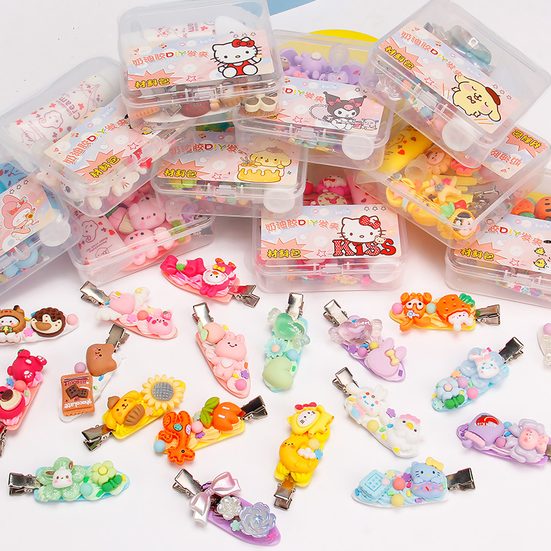 15G Cream Glue Barrettes Diy Handmade Bag Material Package Cute Resin Accessory Clip Set Stall Children's Toys