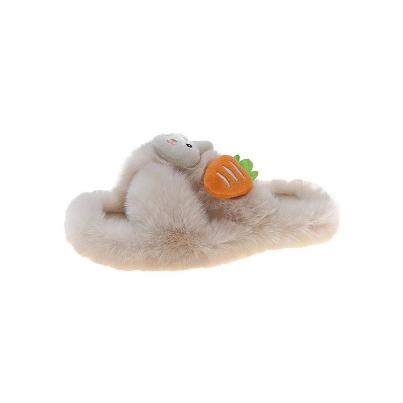 Cute Rabbit Cotton Slippers Women's 2023 Winter New Outdoor Non-Slip Thick Bottom Fluffy Slippers Women's Indoor Home