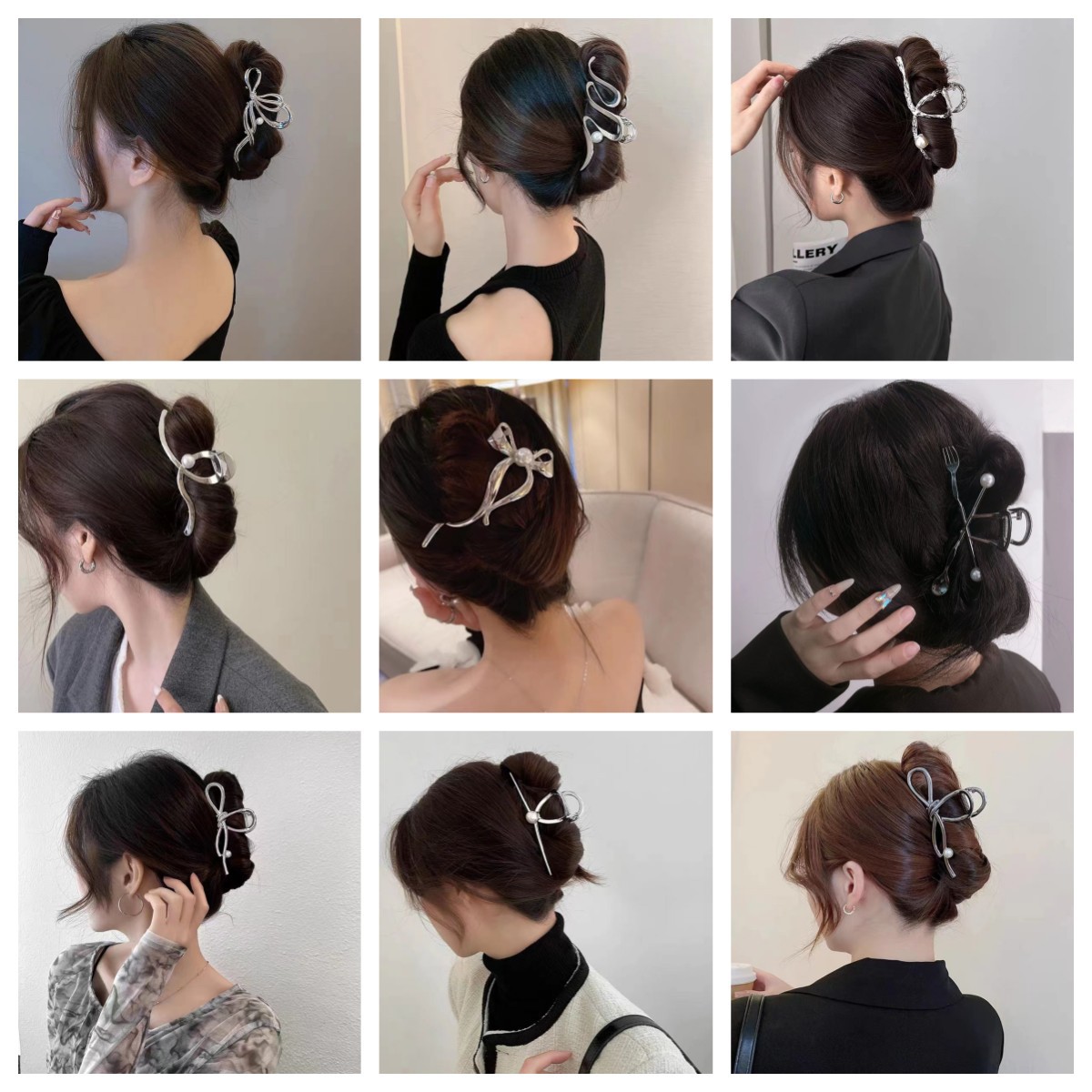 时尚轻奢珍珠发夹女后脑勺盘发抓夹高级感鲨鱼夹现代简约百搭发饰