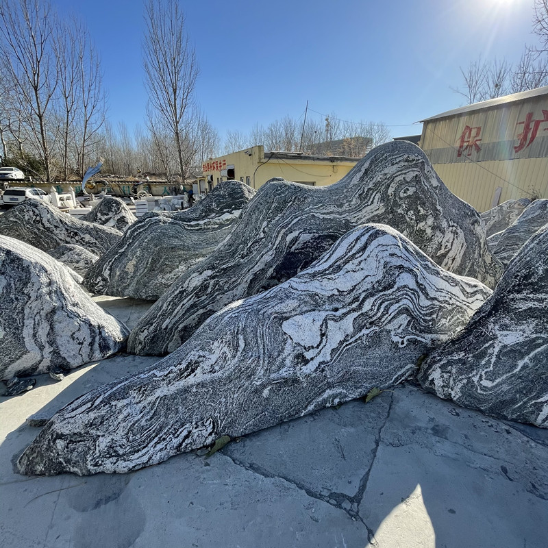 厂家定制雪浪石 景观枯山水雪浪石切片 定做小区别墅雪浪石景墙