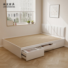 现代简约实木床板侧开气压床高箱储物床榻榻米床省空间板式双人床