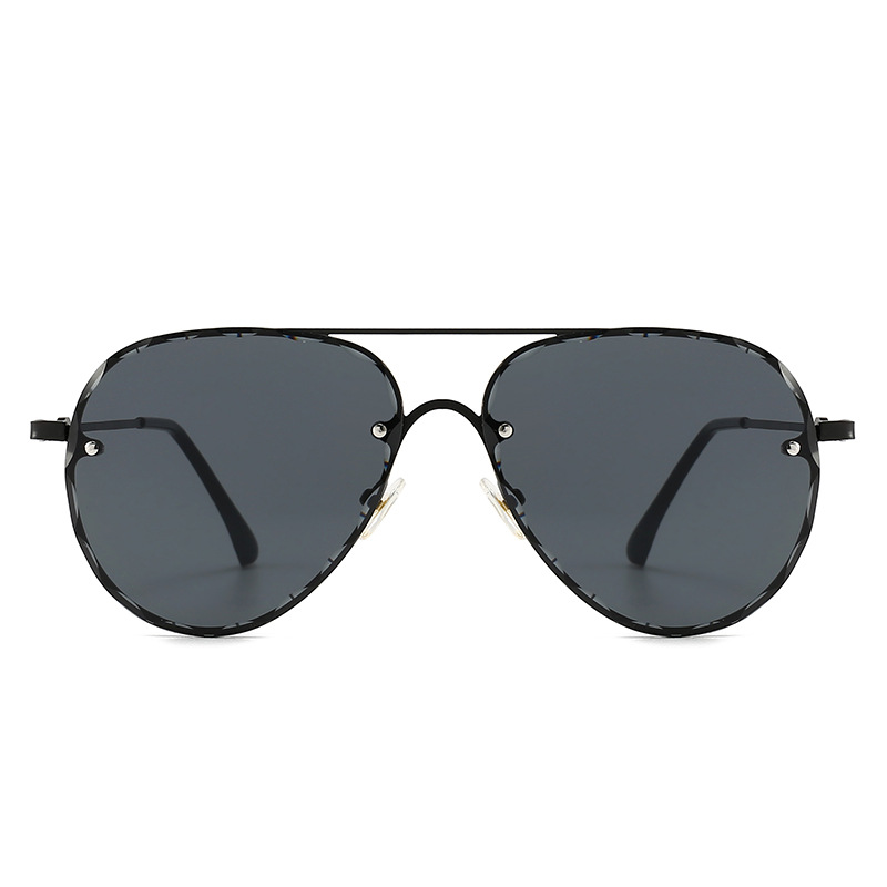 New Fashion Retro Men's and Women's Sunscreen Aviator Sunglasses European and American Personalized Metal Large Frame Pilot Sunglasses