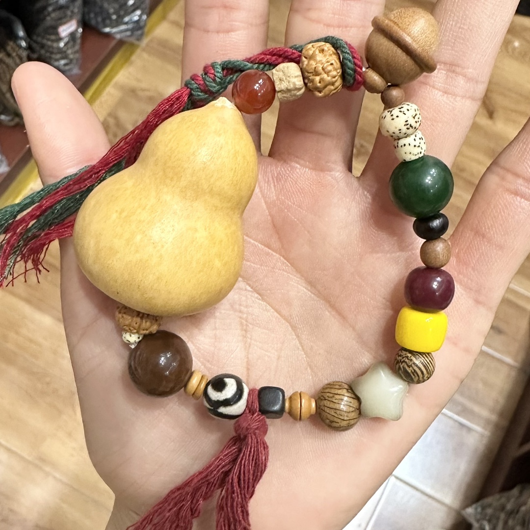 原创设计葫芦多宝串手链搭配血巴琉璃檀木铃铛菩提文玩-阿里巴巴