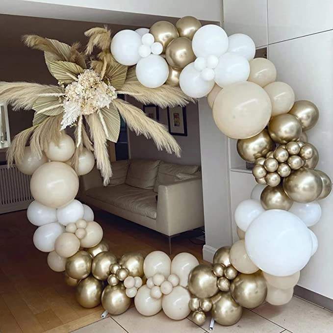 White Alluvial Gold Balloon Garland Arch Kit, Party Scene Arrangement for Wedding Baby Bridal Shower