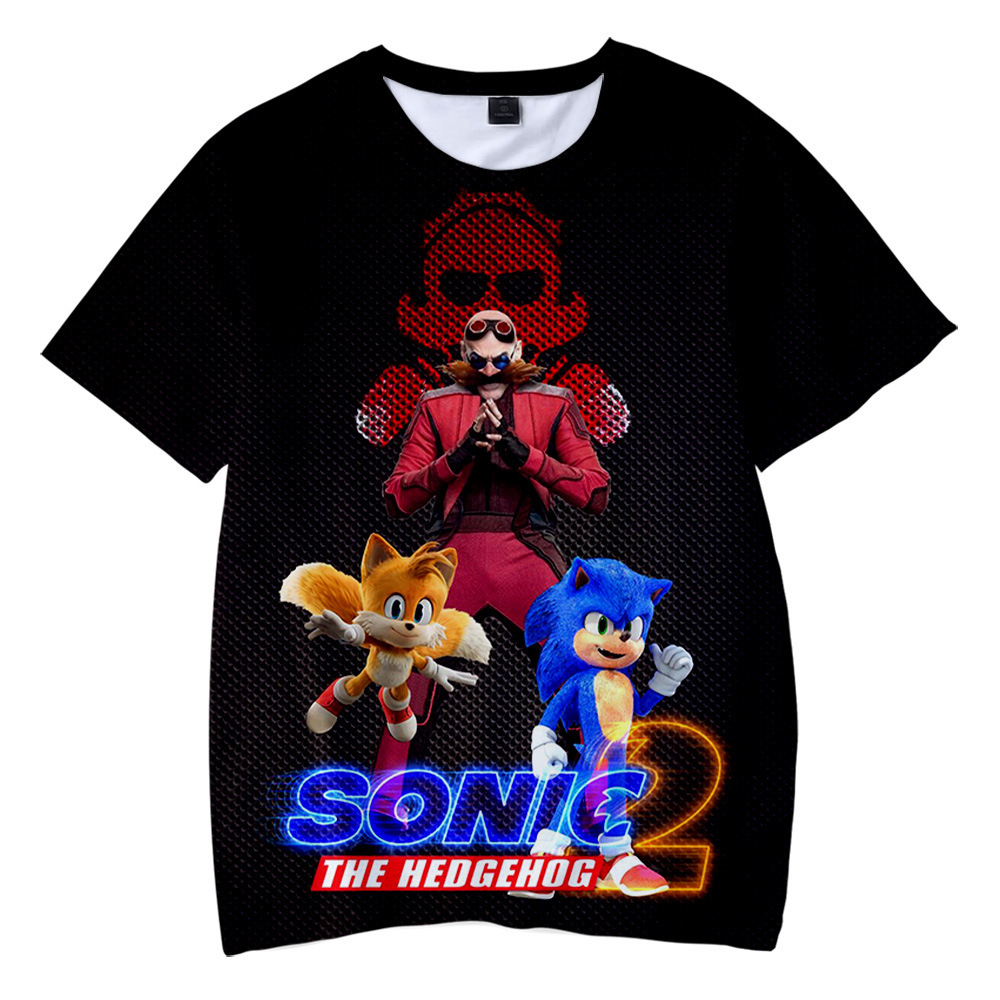 3d新款电影刺猬索尼克2周边sonic印花短袖t恤儿童装-阿里巴巴