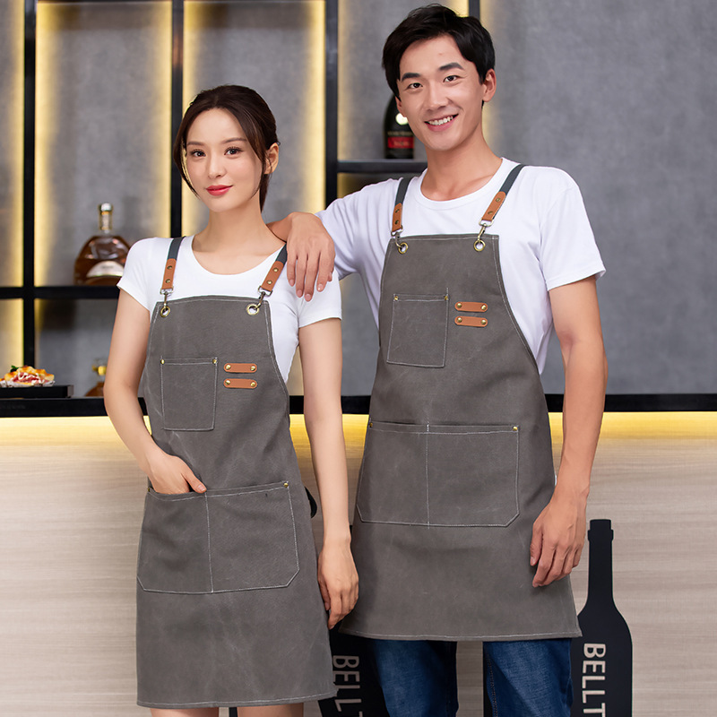 喜茶围裙挂脖餐饮西餐厅咖啡馆烘焙理美发奶茶饭店工作服定制logo