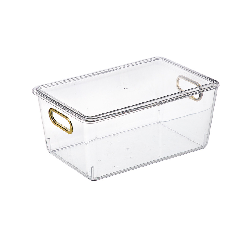 Cosmetic Storage Box Desktop Plastic Transparent Storage Box Large Capacity Refrigerator Storage Box Dormitory Organizing Box with Lid