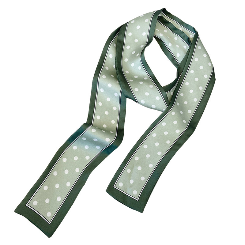 Candy Color Polka Dot Long Silk Scarf All-Match Hand Gift Ribbon Super Fairy Tie Hair Band High-Grade Tie Bag Ribbon