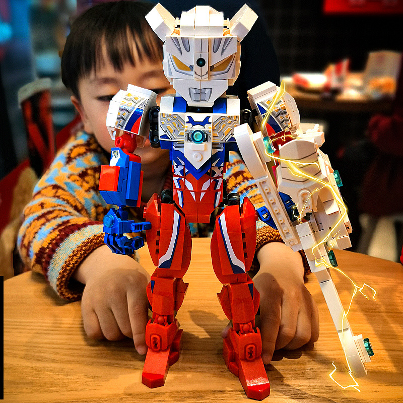 兼容乐高迪迦奥特曼系列积木赛罗人仔泽塔变身器怪兽益智拼装玩具