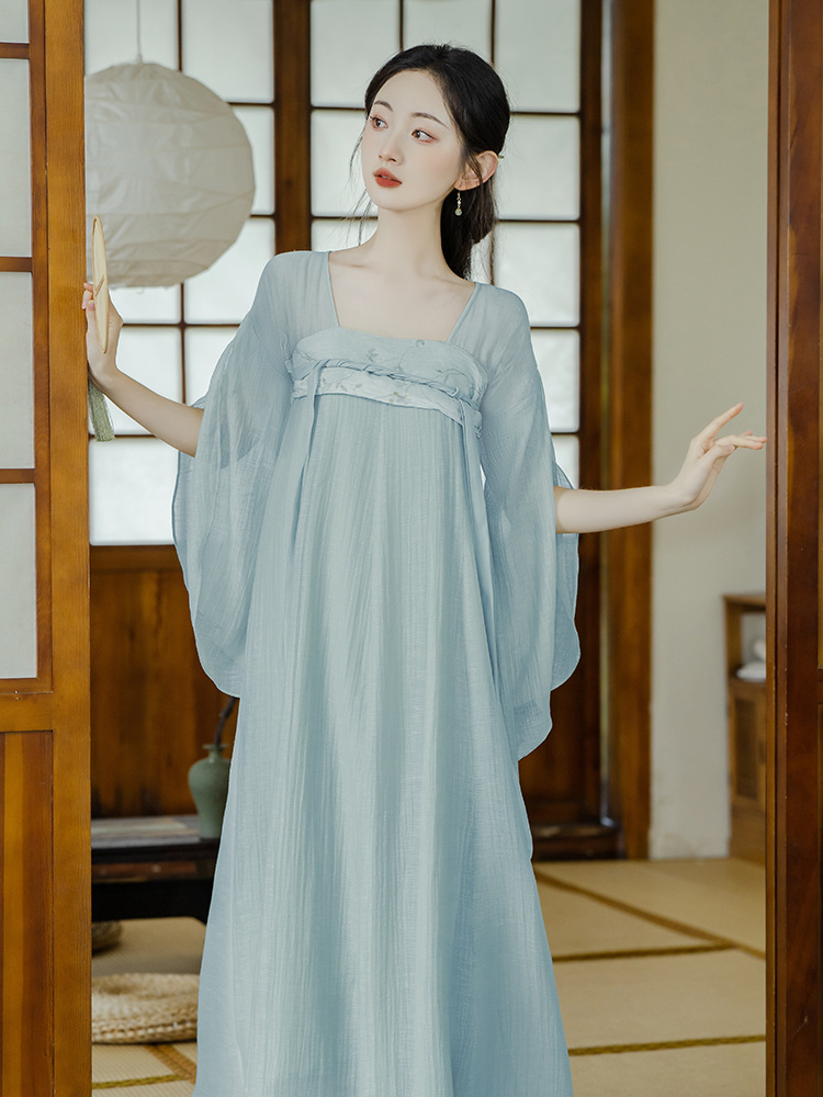 夕颜实拍上新 原创改良汉服 山水间 连衣裙两穿 现货-阿里巴巴