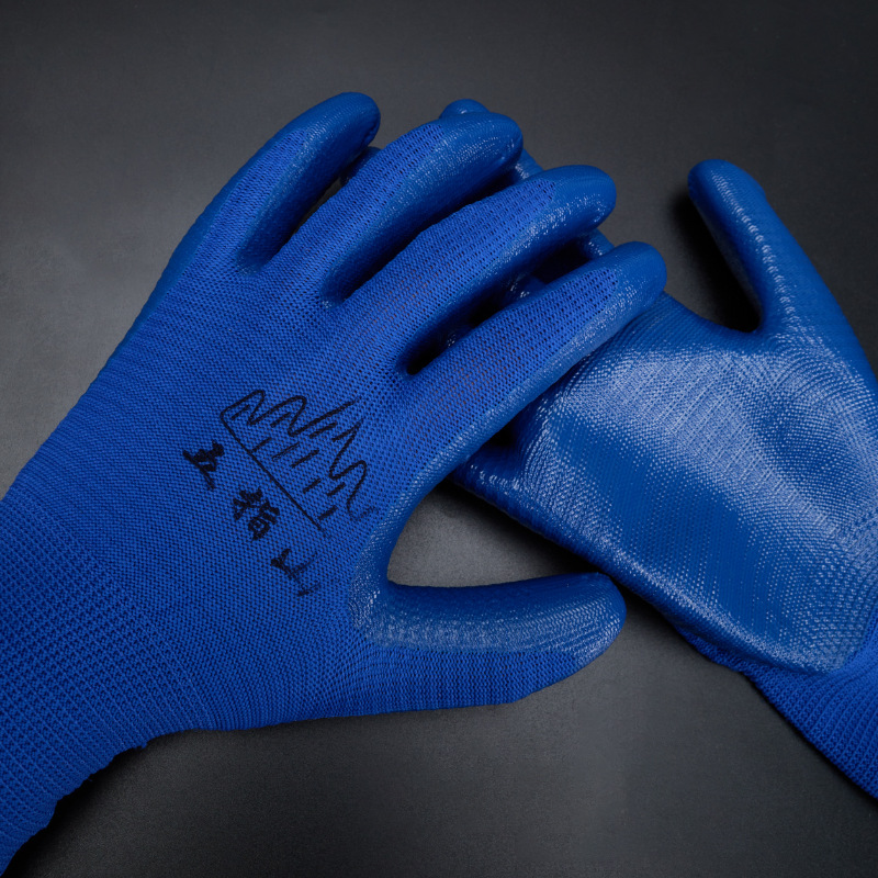 Wholesale Dipped Wear-Resistant Blue Gauze Bolma Embossed Breathable Non-Slip Protective Handling Working Labor Protection Labor Gloves