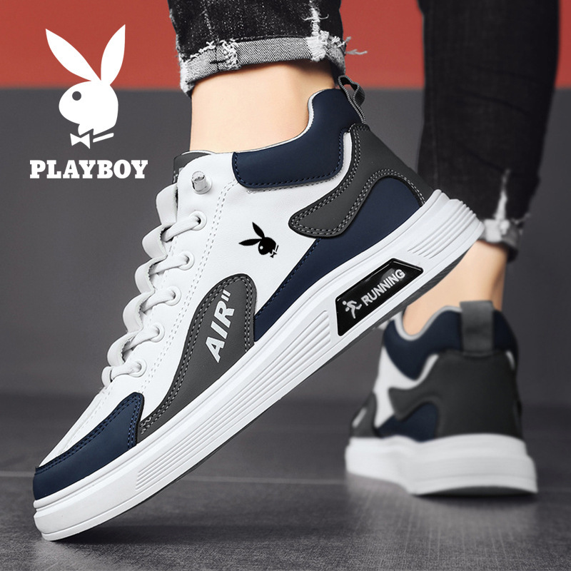 花花公子男鞋高帮鞋2024新款春秋季板鞋子ins潮百搭阿甘运动鞋
