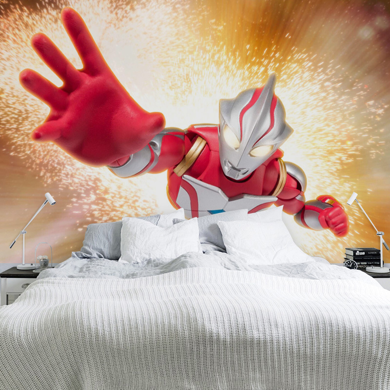 奥特曼墙纸儿童房环保壁纸男孩超人卡通艾莎公主变形金刚漫威墙布