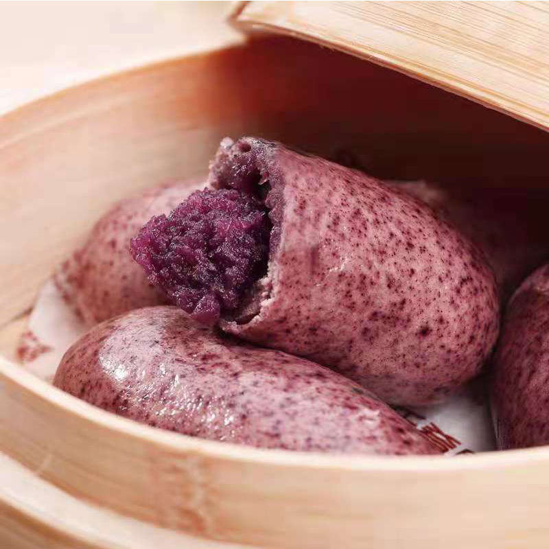 紫米紫薯包营养粗粮紫薯包子夹心速冻即食方便早餐点心紫薯馅馒头