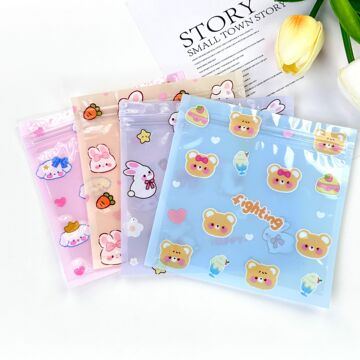 新款儿童饰品包装袋可爱卡通小兔包装袋透明三边封复合袋批发现货