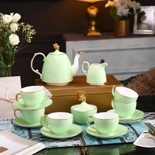 金边欧式小奢华咖啡杯碟套装骨瓷简约现代花茶下午茶具带托盘礼盒