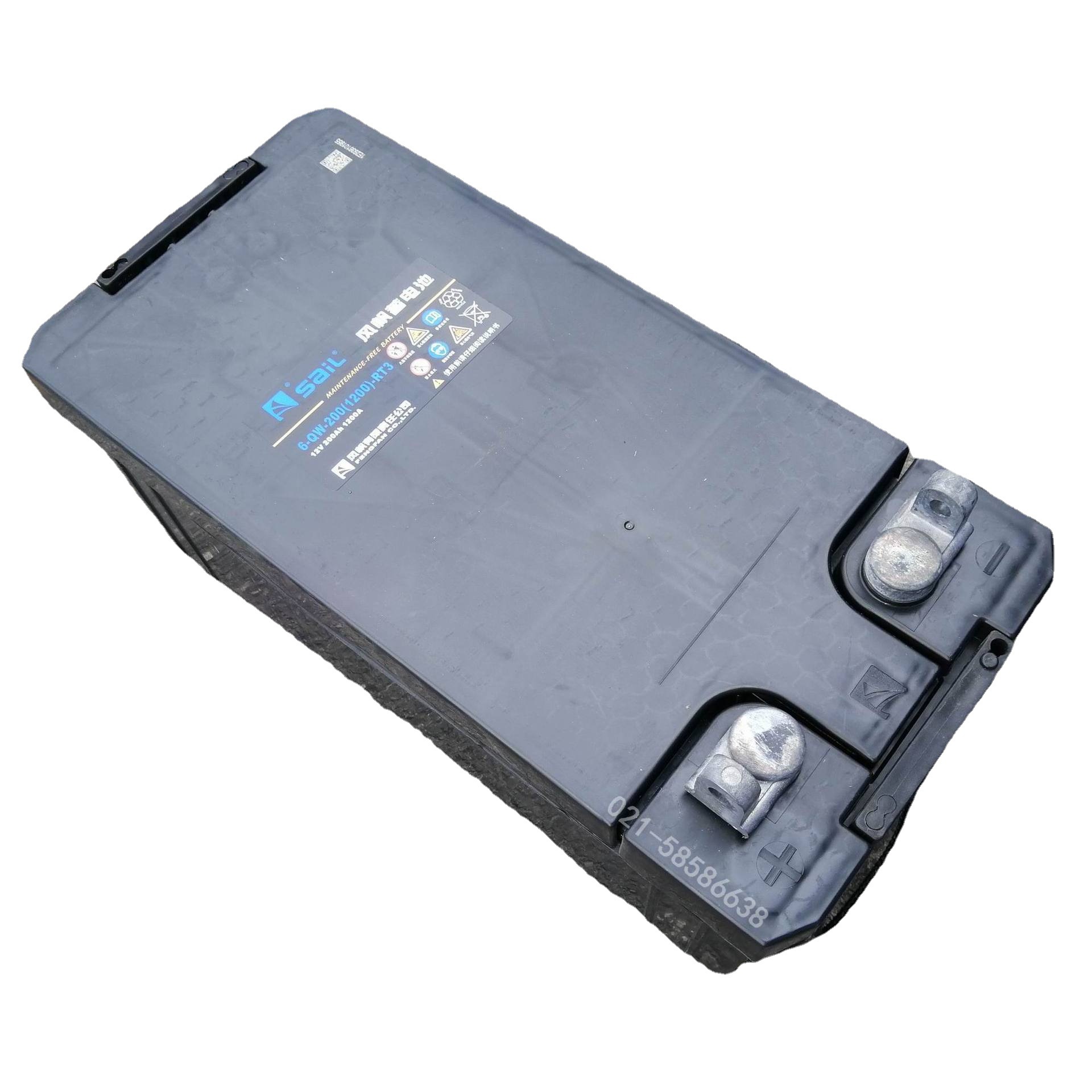 12v风帆蓄电池6-qw-200(1200)rt3发电机柴油机启动型免维护电瓶