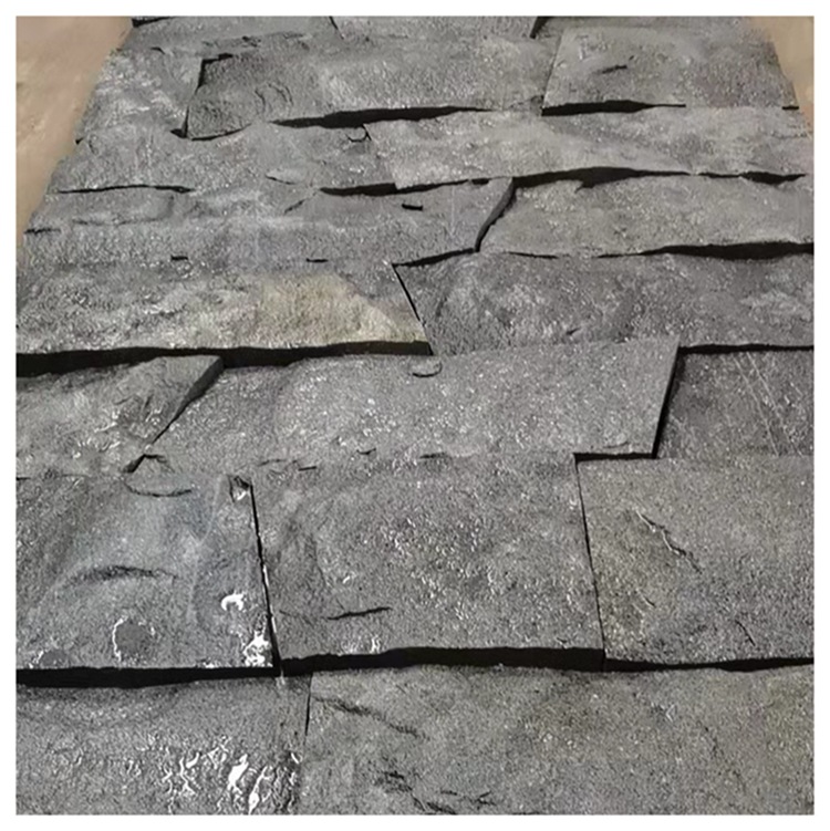 芝麻黑自然面背景墙石 石皮文化石 大理石芝麻黑毛石凹凸面石材