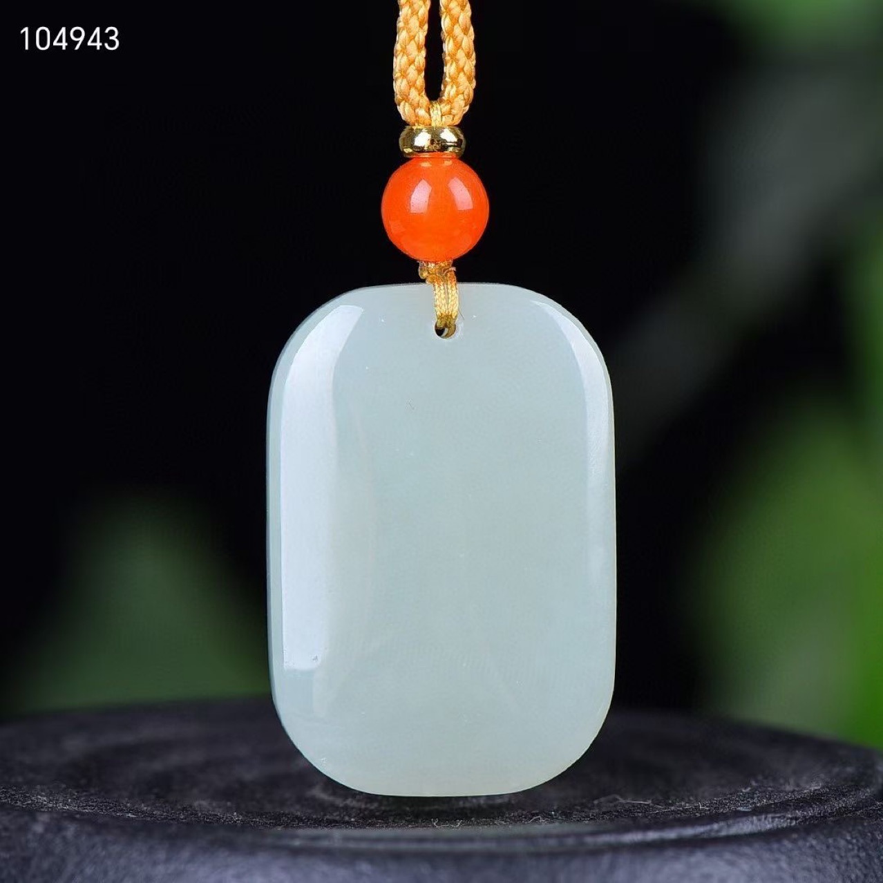 天然和田玉平安无事牌吊坠 新疆青白玉平安牌四方牌子男女款挂件