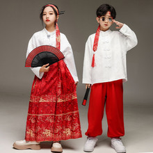 女童马面裙套装男童中国风古装唐装喜庆诗朗诵合唱元旦儿童演出服