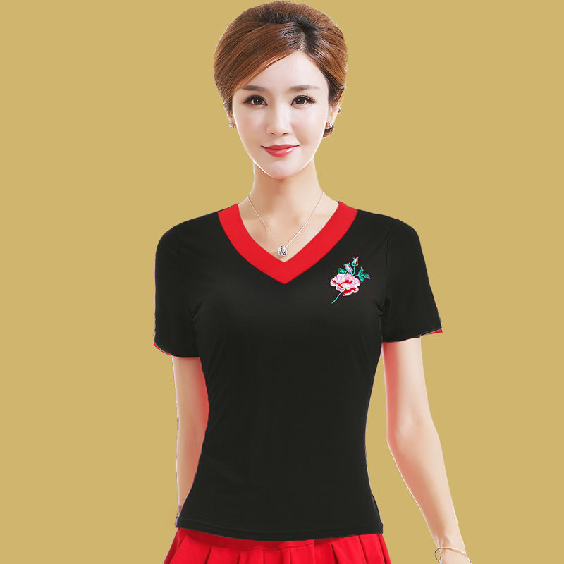广场舞服装短袖上衣跳舞衣服夏装成人舞蹈服演出服跳舞衣女半袖