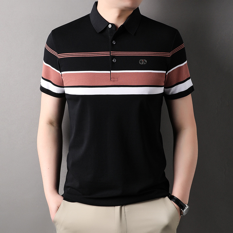 男士t恤2024年夏季新款男装时尚潮流翻领套头短袖青年打底衫上衣