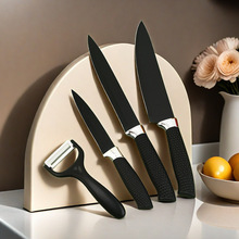 厨房套刀不锈钢网格纹柄四件套阳江家用刀具套装跨境批发厨师刀