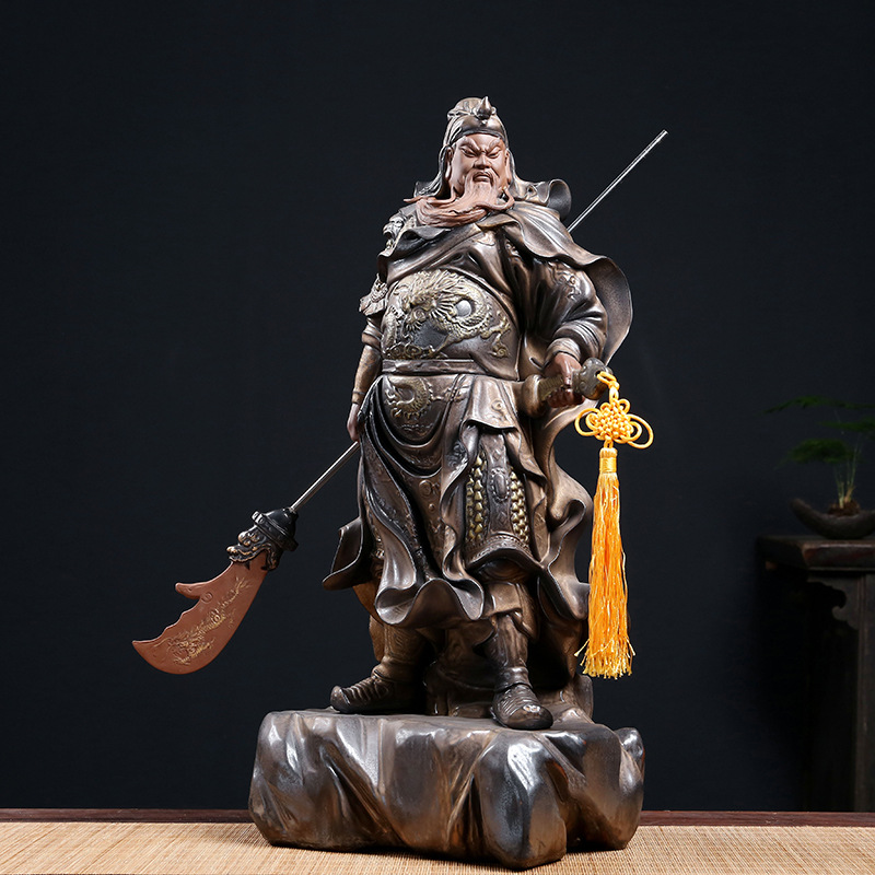武财神像关公摆件招财镇宅供奉陶瓷关羽关二爷神像玄关会所装饰品