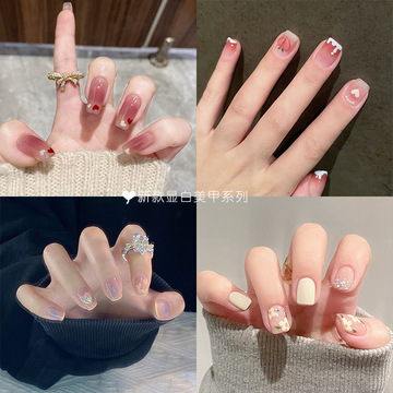穿戴甲新款显白果冻胶新款指甲贴片美甲贴片甲片成品穿戴式美甲贴