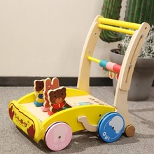 木制学步推车 婴幼儿调速防滑 木质可升降宝宝 助步车玩具