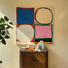 纽约当代艺术抽象几何色块客厅沙发背景墙装饰咖啡厅民宿小众挂画
