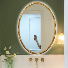 L7法式复古美式椭圆浴室镜子卫生间挂镜梳妆灯镜led欧式智能卫浴