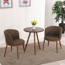 北欧仿实木洽谈餐桌椅组合简约小户型创意休闲圆桌奶茶店椅子