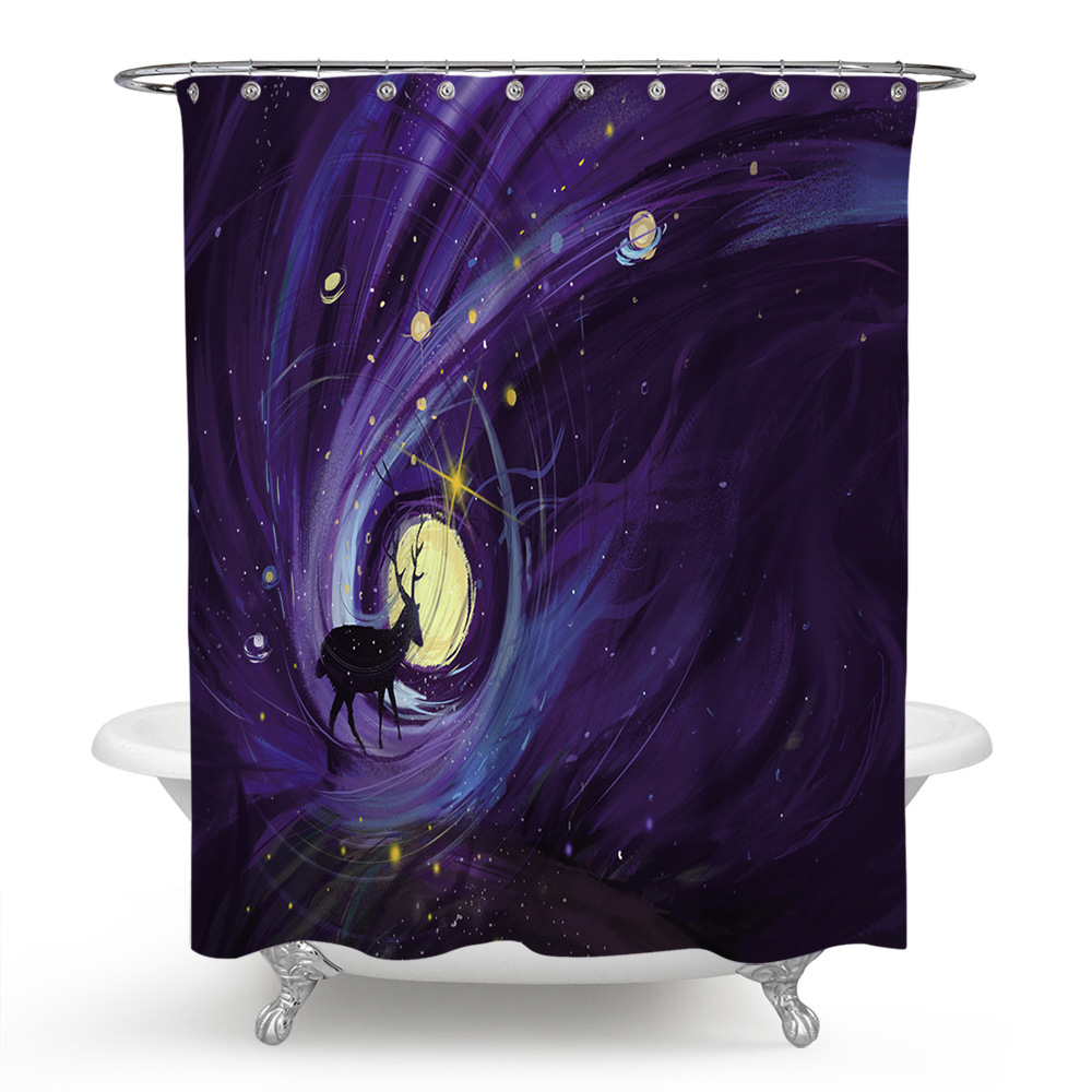 Manufacturer Elk Series Modern Simple Original Shower Curtain Craft Personalized Shower Curtain Water-Repellent Cloth