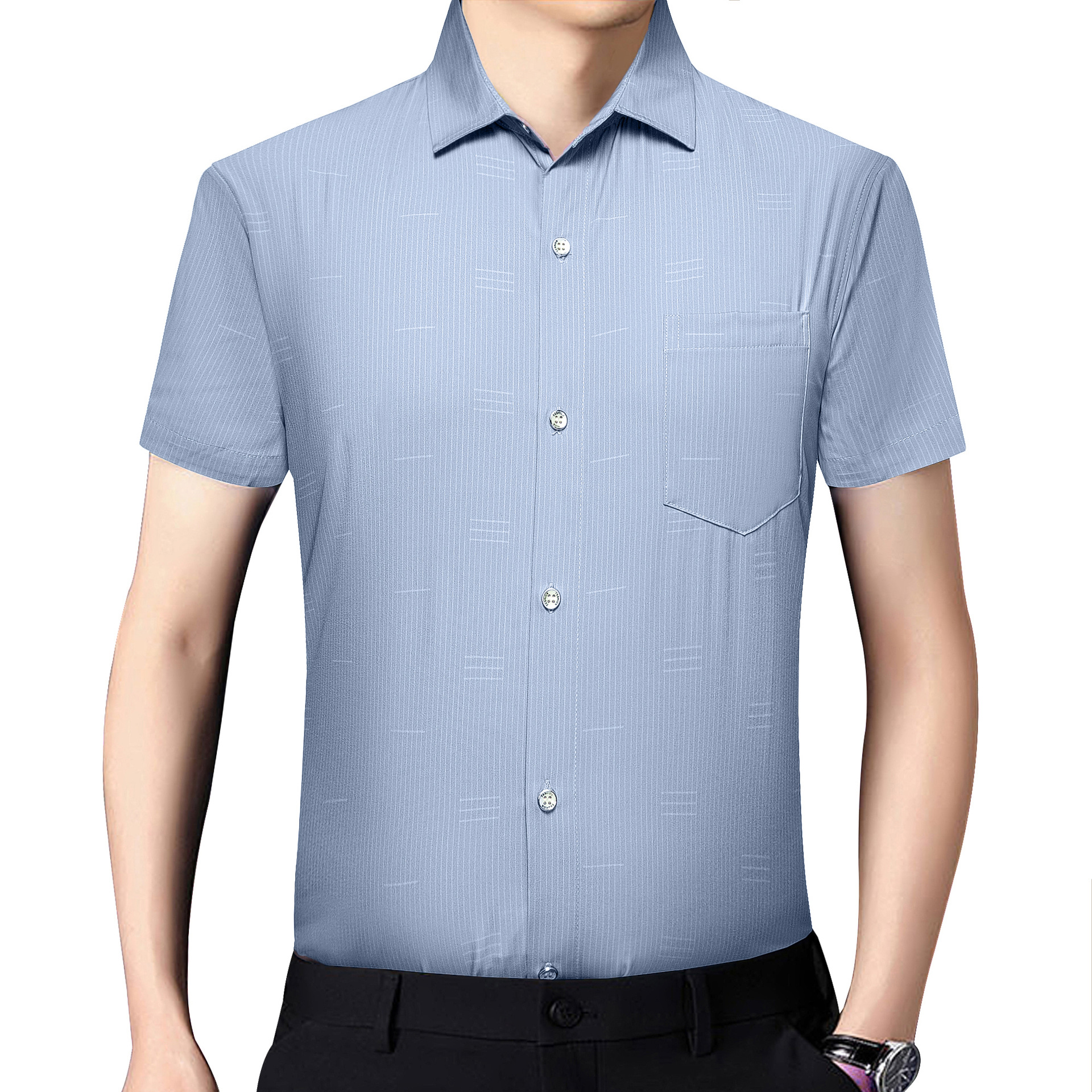 短袖衬衫男士2024夏季新款商务正装上衣纯色衬衣批发不起皱