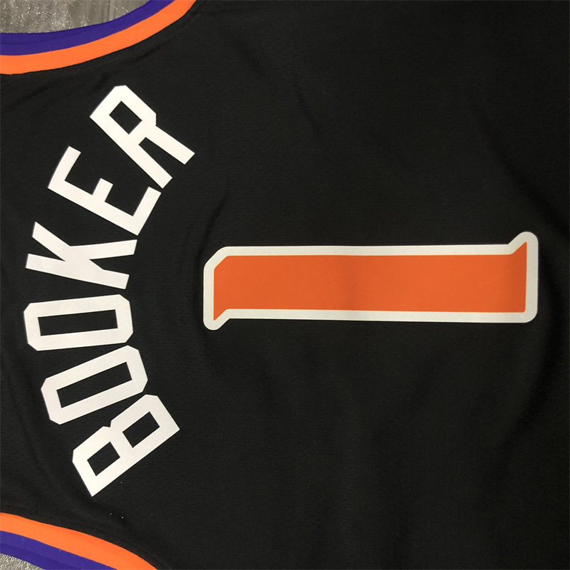 篮球服太阳队黑色1号布克3号保罗22号艾顿nba球衣一件代发