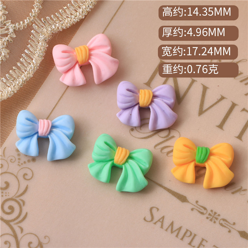 Macaron Color Bow Cream Glue Phone Case Resin Jewelry Accessories DIY Material Package Handmade Manicures Decoration